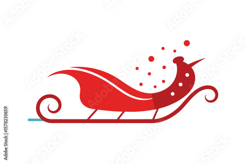 Sleigh Trail With Snow Dust Behind In Motion Style
