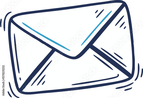 Clean White and Blue Envelope Design in Minimal Line Art Style