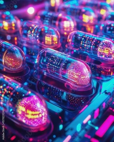 Obraz na płótnie futuristic medicine pills generated by AI algorithm on lab tray