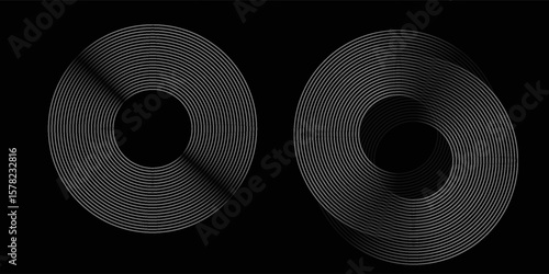 Circular spiral sound wave rhythm from lines