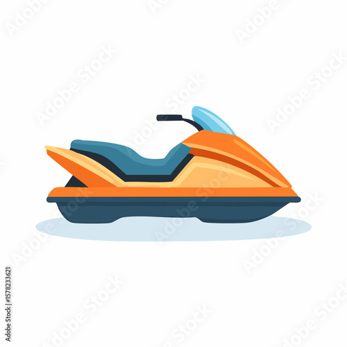 Vibrant Orange and Blue Jet Ski Illustration for Water Recreation