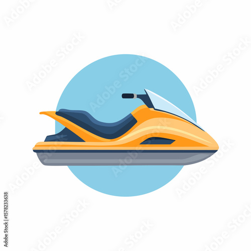 Vibrant Orange Jet Ski with Blue Circle and Sleek Design