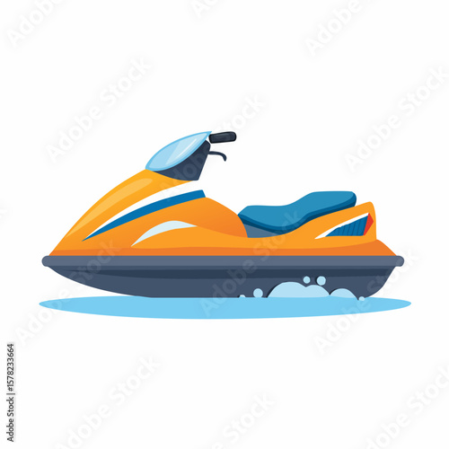 Vibrant Orange Jet Ski with Blue Accents on Water Surface