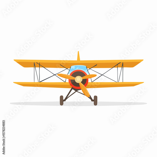 Bright Yellow Biplane with Propeller and Detailed Wing Design