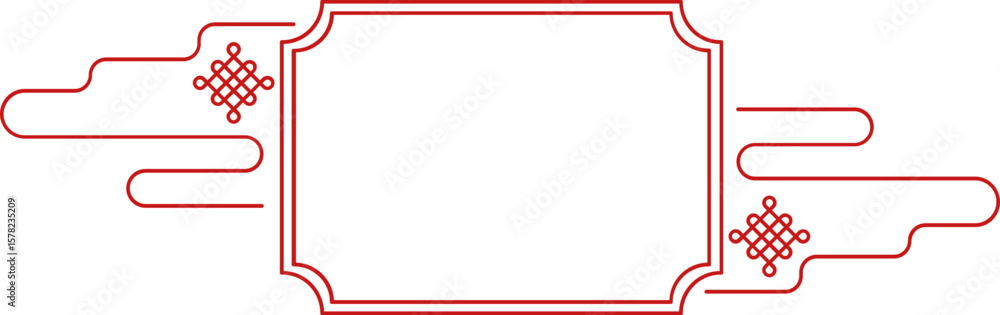 Obraz premium Chinese text frame. Oriental red knot frames and borders. Korean, chinese and japanese knot vector with ornaments and asian oriental decoration.
