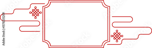 Chinese text frame. Oriental red knot frames and borders. Korean, chinese and japanese knot vector with ornaments and asian oriental decoration.