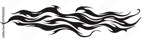 A black tribal flame design isolated on a transparent background