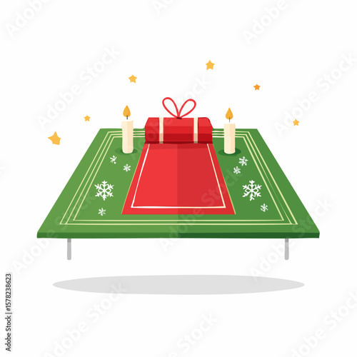 Festive Christmas Gift Presentation with Candles and Decorative Table