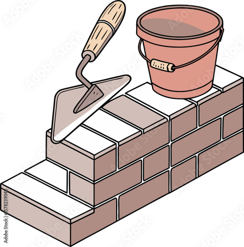 Bricklaying Trowel with Brick – Classic Tools for Masonry and DIY Work

