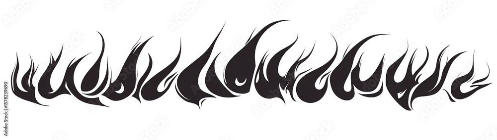 Obraz premium A tribal flame pattern in black isolated on a transparent background