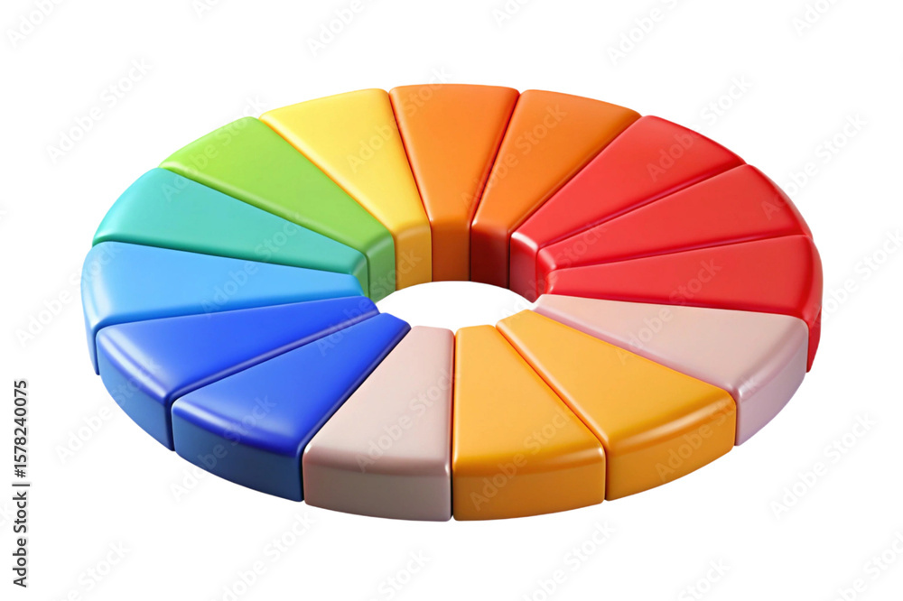 Obraz premium Colorful pie chart segments arranged in a circle isolated on transparent background