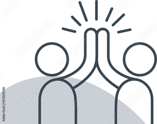 Illustration of two stick figures giving a high five with radiating lines above their hands
