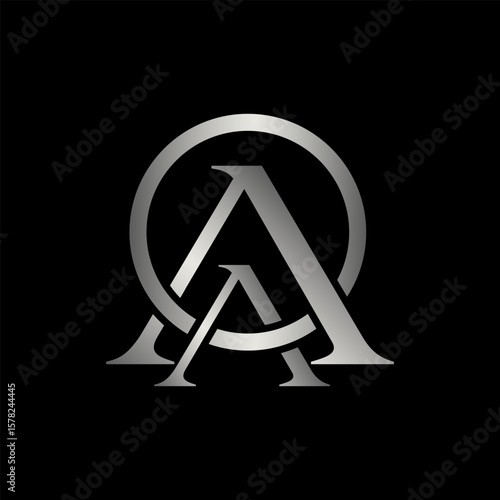 A stylized, metallic silver letter "A" is intertwined with a smaller "a" within a partial circular outline, suggesting a dynamic and integrated identity