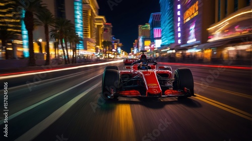 Abstract Motion Blur of a Formula 1 Car in Las Vegas