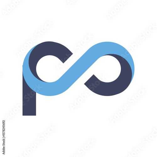 An abstract blue ribbon forms an infinity symbol that incorporates the letter 'P', representing a continuous and seamless partnership or process