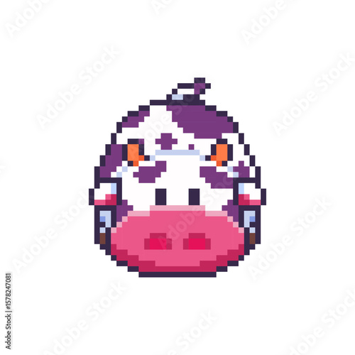 Pixel art Cute Cow game asset design