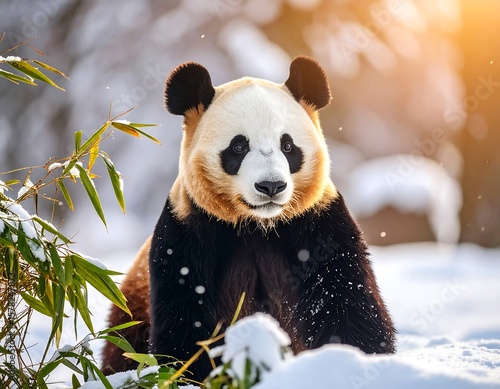 Panda in snowy forest (1)