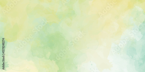 Blue yellow sky gradient watercolor background with cloud texture colorful watercolor background of abstract sunset sky with paint blotches and soft blurred texture in blue green yellow beige	