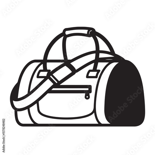 Black duffel bag with shoulder strap and zippered pocket gym bag sports bag