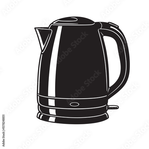 Black electric kettle with handle and lid kitchen appliance hot beverage