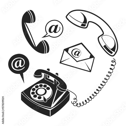 Vintage communication icons set