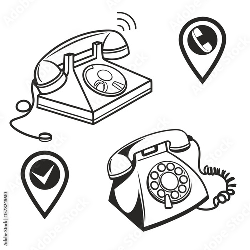 Vintage telephone illustrations