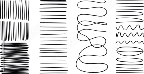 A collection of varied black line styles including straight wavy and curved lines on white background