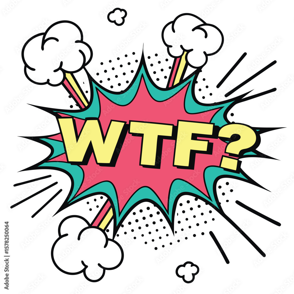Fototapeta premium Wtf speech bubble pop art illustration