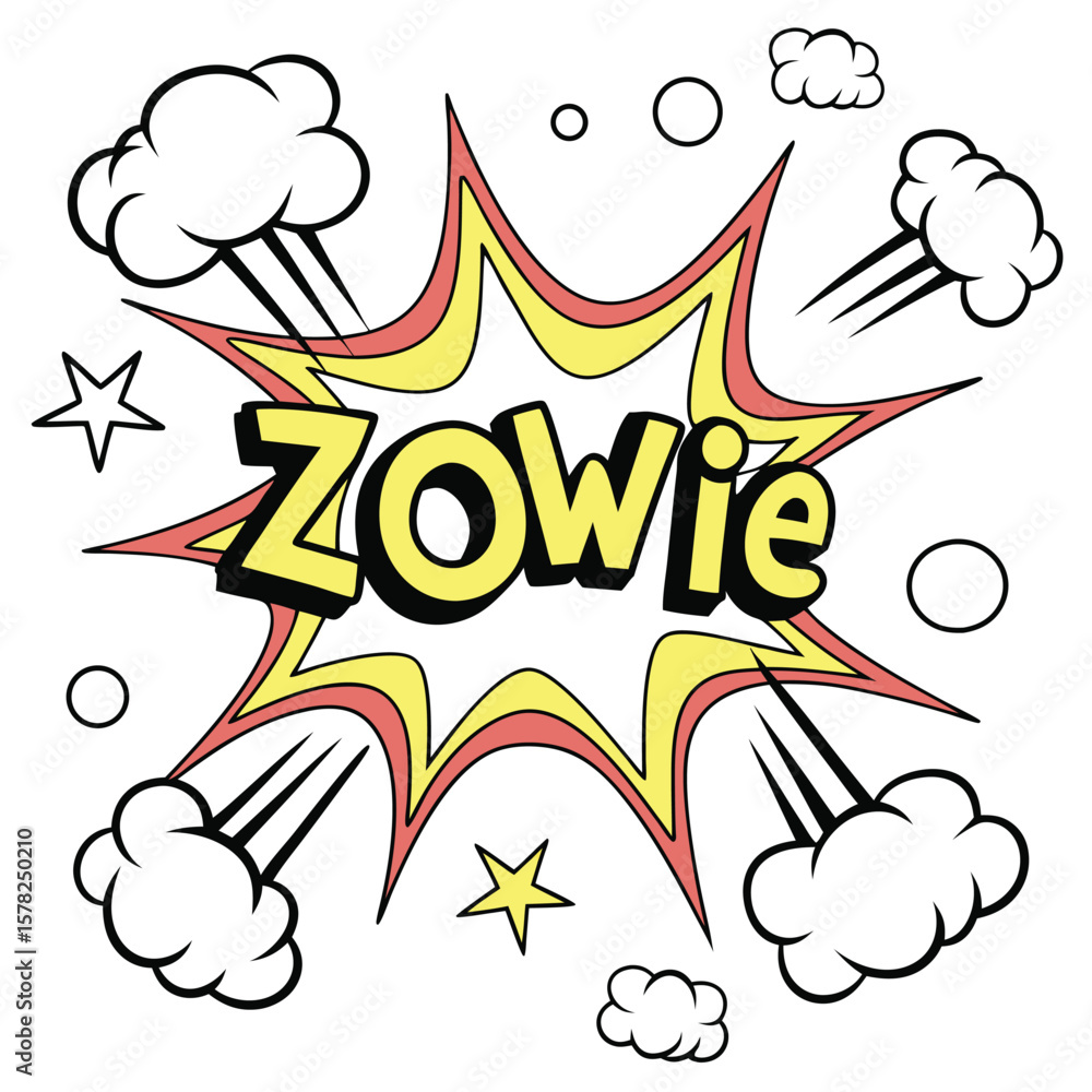 Fototapeta premium Zowie explosion graphic comic book style illustration isolated vector