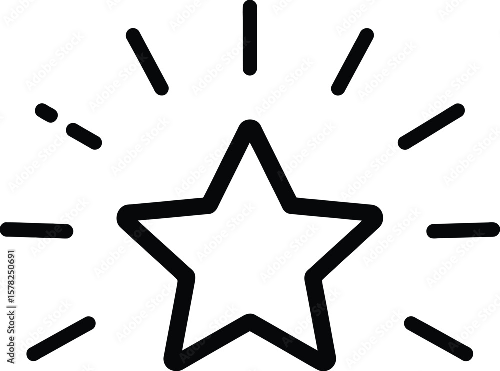 Obraz premium Illustration of a five pointed star with radiating lines on a white background simple design