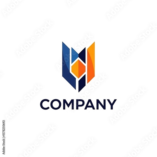 Free Download Abstract geometric logo design with modern blue, orange, and white colors for company - GFXLoad