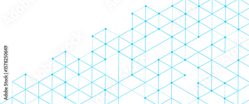 Vector abstract minimalist blue triangles technology pattern blue geometric background.	