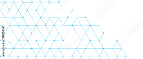 Vector abstract minimalist blue triangles technology pattern blue geometric background.	