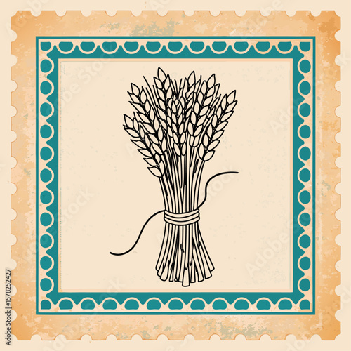 Vector illustration of a vintage Wheat sheaf stamp 