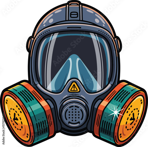 Respirator mask colorful illustration isolated on transparent background
