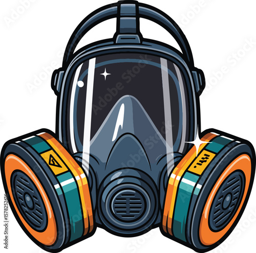 Respirator mask colorful illustration isolated on transparent background