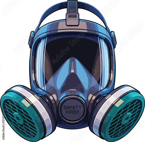 Respirator mask colorful illustration isolated on transparent background
