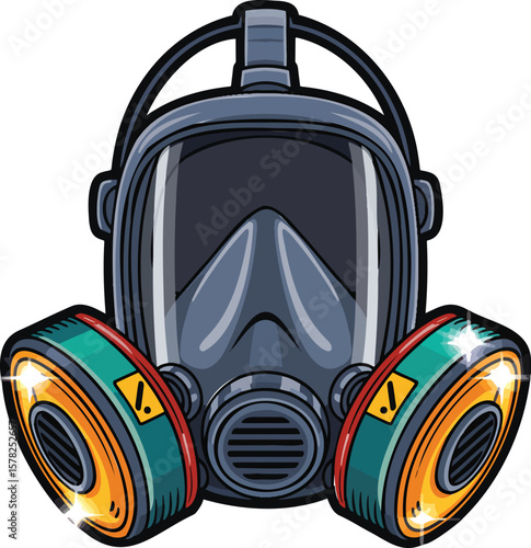 Respirator mask colorful illustration isolated on transparent background