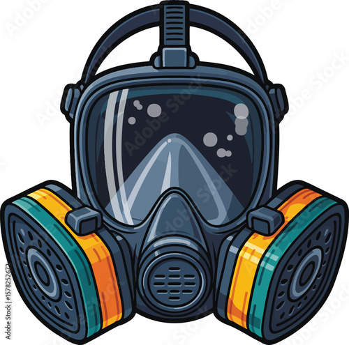 Respirator mask colorful illustration isolated on transparent background