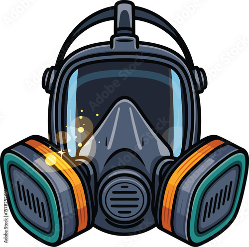 Respirator mask colorful illustration isolated on transparent background