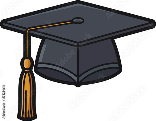 Graduation cap colorful illustration isolated on transparent background