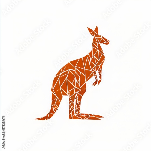 geometric kangaroo silhouette logo angular hops in rust white background