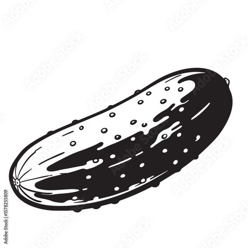 Black and white pickle illustration cucumber vegetable