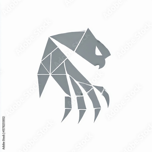 geometric owl talon logo angular claw in gray white background