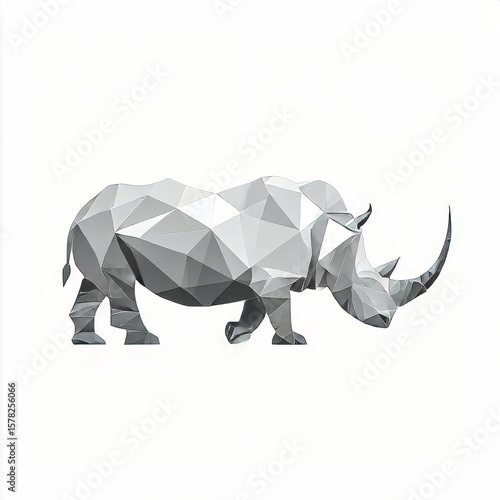 geometric rhinoceros logo faceted horn in gray white background