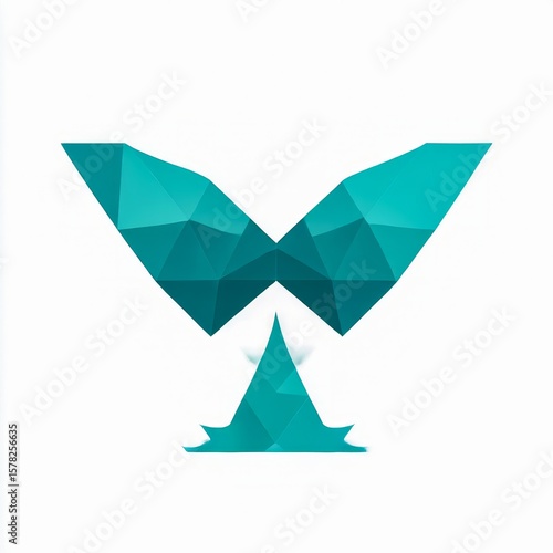 geometric whale spout logo triangular drop in teal white background