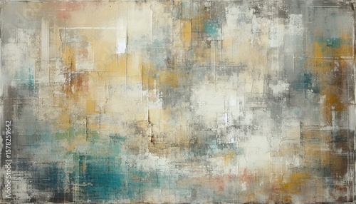 Abstract Impasto Painting with Textured Geometric Blocks