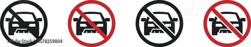 No parking vector icons. Do not park here vector icons. No parking signs