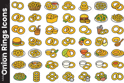 Collection of Onion Ring, Fast Food, and Appetizer Icons