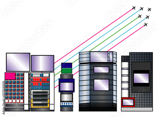 渋谷交差点とブルーインパルス展示飛行02_CS3